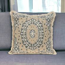 Boho Garland Beige And Gray Decorative Accent Pillow - Beige - View 2