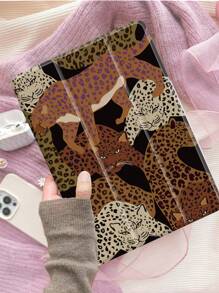 Apple Leopard 保护壳兼容 iPad 10.2 英寸 2021/2020 iPad 第 9/8 代，兼容三星 Galaxy Tab A8 10.5 英寸 2022，Tab 保护套，带笔架，支持自动睡眠/唤醒盖