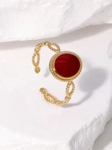 1 pieza Anillo abierto geométrico clásico vintage de acero inoxidable, estilo de lujo de alta gama, adecuado para uso diario y de fiesta de mujeres