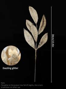 1pc/3PCS/6PCS Artificial Glitter Plant With Leaves, Cute Artificial Flower Christmas Tree Decoration Ornament, For Living Room And Bedroom Vase Flower Arrangement, Wedding, Party, Home Decoration, Desk Stuffing Thanksgiving Christmas Supplies, Home Decor, Table Decor, Christmas Decor Christmas Decorations Room Decor