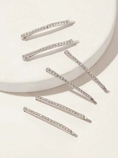 6pcs Crystal Decorated Hair Clips, Suitable For Casual Outdoor Wear, Chic Side Bangs Clips For Women Claw Clips Hair Claws Hair Barrettes, School Stuff, Looks Of Party, Hair Accessories, Head Accessories, Hair Accessories For Women