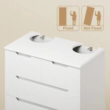 Lofka 6 Drawer Dresser, Vanity De Maquillaje  With Large Storage  Furniture , Dresser For Bedroom With Embedded Handle, Tall Dresser And Organizer With Anti-Tripping, Wooden Dresser Cabinet For Office, Living Room, Entryway, Room Decor - 白色 - 查看 6