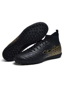 1 đôi giày đá bóng đinh Unisex, thích hợp để tập luyện trên sân cỏ nhân tạo và bề mặt cứng ngoài trời, sân tập trong nhà, đế ngoài bằng cao su bền, thiết kế buộc dây cho đội bóng đá/bóng đá chuyên nghiệp, thiết kế chống trượt hiệu suất cao - đen - Xem 7