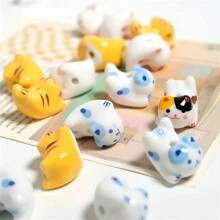4 件多色可爱猫陶瓷珠，DIY 珠宝材料 - 4pcs - 查看 5