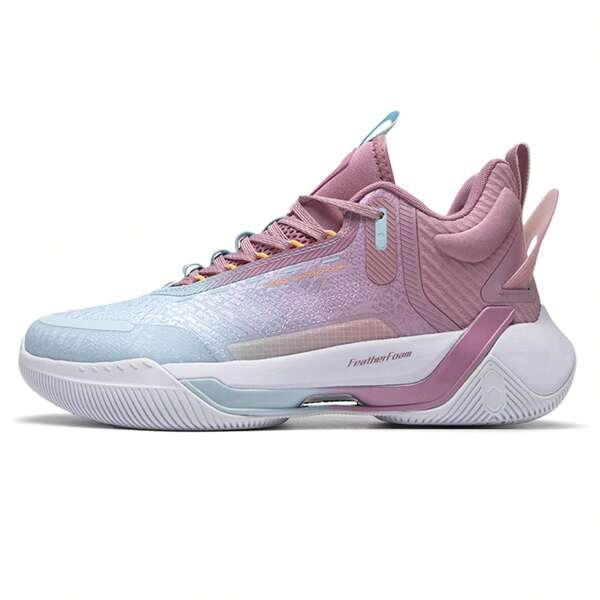 XTEP Chaussures de basket-ball respirantes et confortables pour hommes, chaussures de sport casual, 876119120019 Bleu transparent/Violet velours