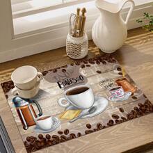 1 pieza Decoración del hogar, Alfombra absorbente de drenaje para máquina de café, Almohadilla de secado de vajilla de mostrador, Alfombrilla de lugar de cocina de diatomita, Alfombrilla de secado de platos con impresión de café, Alfombrilla de drenaje lavable antideslizante, Adecuada para la cocina y la cafetería