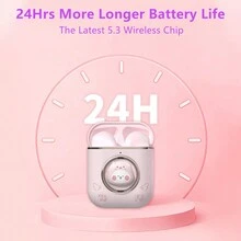 1 件可爱无线耳机，可爱无线音乐耳塞，有趣的无线运动耳机，兼容 iPhone 和 Android 手机，ENC 双麦克风降噪，通话更清晰，13 毫米动态驱动器，带来沉浸式音效，可爱的设计，送给女性的最佳礼物 - 彩色 - 查看 4