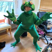 Men Halloween Frog Costume, Open Face Jumpsuit With Webbed Hands  Boot Covers Green - Green - View 4