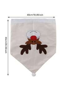 1PC Beige Christmas Embroidered Chair Cover Home Decor - Multicolor - View 5