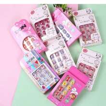 Kit Of 60 False Nails For Kids And Children, 5 Boxes For Wholesale Resale/Contains Solid Glue Tablets - Nhiều màu - Xem 3