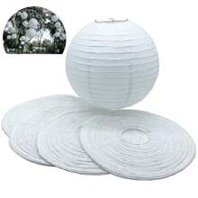 Kit 5 Peças Luminária Oriental Japonesa Chinesa Branca 30cm