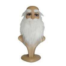 1件白色假胡子，假胡须，长胡子，万圣节胡子，圣诞节胡子，派对服装，派对胡子道具，圣诞节，圣诞派对用品，圣诞装饰，圣诞服装 [不含眉毛]