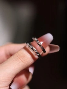 1 对 925 纯银镀白金“Love Forever”情侣戒指，镶嵌微镶嵌锆石，设计优雅简约，是情人节、圣诞节、女朋友/男朋友的绝佳礼物 - 男款 - 查看 2