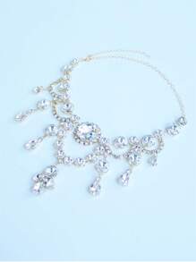 1 Set Minimalist Multicolor Rhinestone Geometric Necklace And Earrings Set, Suitable For Women's Dinner Party Evening Dress Jewelry - Multicolor - View 10