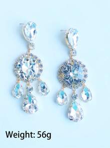 1 Set Minimalist Multicolor Rhinestone Geometric Necklace And Earrings Set, Suitable For Women's Dinner Party Evening Dress Jewelry - Multicolor - View 8