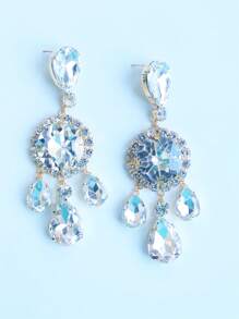 1 Set Minimalist Multicolor Rhinestone Geometric Necklace And Earrings Set, Suitable For Women's Dinner Party Evening Dress Jewelry - Multicolor - View 7