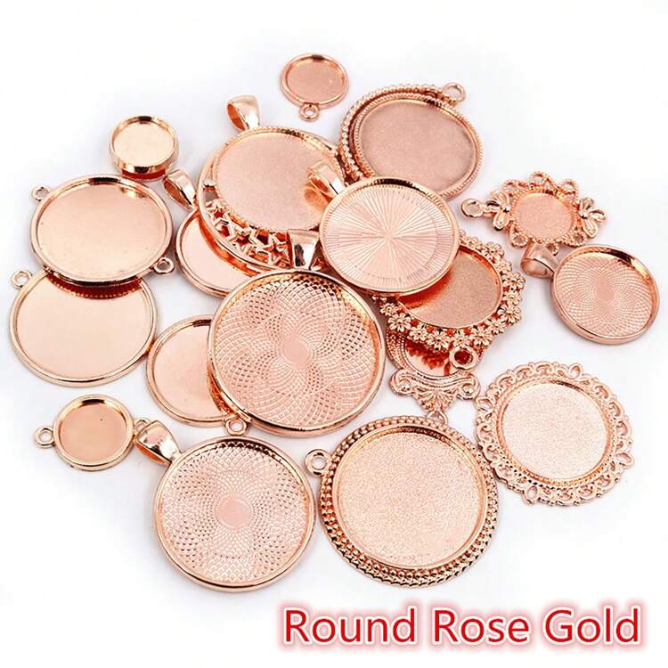 50Gram/Bag Random Mix Styles Zinc Alloy Pendant Cabochon Blank Base Setting Bezels DIY Jewelry Making Accessories Findings - Pendant Cabochon Base - View 11