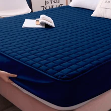 Waterproof Protective Cover With Elastic For Queen King Or Single Bed Mattress Quilted - 藏蓝色 - 查看 1