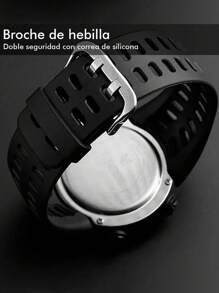 Reloj Digital Deportivo, Militar, Moderno, Multifuncional, Dual Time, Cronómetro, Temporizador, Pantalla Luz LED, Alarma, Calendario, Correa Ajustable de Caucho, A Prueba de Agua, 50ATM - Negro - Ver 6