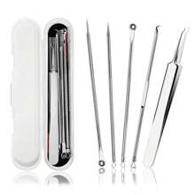 4 Pieces Professional Acne & Blackhead Remover Tool Kit - Includes Blackhead Extractor, Pimple Needle, Comprehensive Facial Cleansing Tool (Rose Gold 4 Pieces Set)