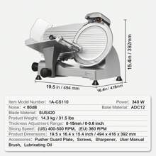 Meat Slicer, 340W Electric  Food Slicer With 10" SUS420 Stainless Steel Blade And Built-In Sharpening Stone, 0-0.6 Inch Adjustable Thickness For Commercial And Home Use, Cut Meat And Cheese - US A Type Plug(110-127V) - View 7