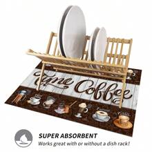 1 pieza Decoración del hogar, Alfombra absorbente de drenaje para máquina de café, Almohadilla de secado de vajilla de mostrador, Alfombrilla de lugar de cocina de diatomita, Alfombrilla de secado de platos con impresión de café, Alfombrilla de drenaje lavable antideslizante, Adecuada para la cocina y la cafetería