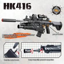 Large Gel Splatter Blaster For With Goggles Suitable For Backyard Fun And Outdoor Team Shooting Games, Over 18+, HK416 Full Configuration(Without Bullet) - 黑色 - 查看 6
