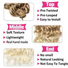 10/14/18/22 Inch Curly Crochet Hair Go Go Curl Crochet Hair For Women Deep Wave Braiding Hair, Synthetic Bohemian Crochet Braid Water Wave Crochet Hair Extensions - Blonde Ombre - View 4