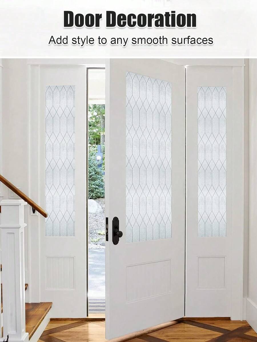 1 Roll Removable Vinyl Window Film, Frosted Moroccan Pattern, Privacy