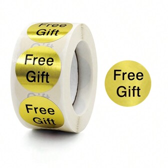 TYFYO 500pcs/Roll Gold Free Gift Stickers 1inch Round Thank You Sticker For Small Business Package Card Envelope Seals,Christmas