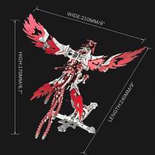 3D Metal Ornithopter Puzzles For Adults Model Kits: DIY Assembly Mechanical Phoenix Stainless Steel Animal Bird Toy Building Block Birthday Gifts For Men Women - 紅色 - 查看 2