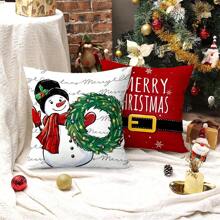4 件套圣诞主题枕套，圣诞快乐，圣诞驯鹿和雪花装饰靠垫套，适用于圣诞节客厅卧室沙发装饰，不含枕芯，圣诞节 - 款式R - 查看 5
