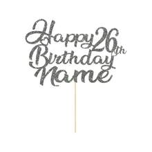 1pc Customizable Happy Birthday Cake Topper With Name & Age, Double-Sided Glitter Paper Card In Multiple Colors - Multicolor - View 15
