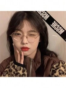 1副女士高档学生圆脸展示镜平面无度数眼镜素框，适用于电脑、阅读、游戏、电视和手机 - 彩色 - 查看 2