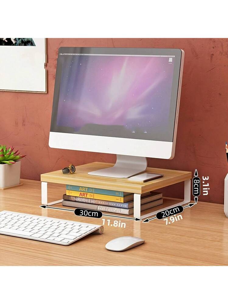 1 Pezzo Supporto Monor In Acrilico Trasparente Con Ripostiglio Per Scrivania Da Ufficio, Stile Semplice, Adatto Per Laptop | SHEIN ALIA
