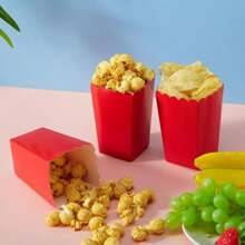 10/24pcs Red Food Boxes, Fries Containers, Popcorn Cups, Popcorn Buckets, Birthday Party Decorations And Movie Night Snack Boxes, Suitable For Lunchbox Bakery Bread, Burger Restaurant,Christmas