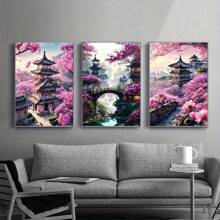 Tranh treo tường 3 mảnh bằng vải canvas - Tranh in hình hoa anh đào truyền thống Nhật Bản, màu sắc rực rỡ, phù hợp trang trí phòng ngủ, văn phòng, phòng khách, quán cà phê, quán bar, ký túc xá - Món quà hoàn hảo cho người yêu nghệ thuật, tranh treo tường, quà tặng poster, quà sinh nhật, quà tốt nghiệp. - Nhiều màu - Xem 6