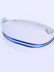 1 件纯色条纹涤纶护士帽，可调节护士帽适合万圣节、诊所、宠物医院工作、所有季节 - H - 查看 6