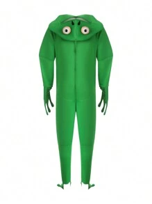 Men Halloween Frog Costume, Open Face Jumpsuit With Webbed Hands  Boot Covers Green - Green - View 5