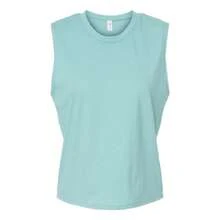Women�'s Cotton Jersey CVC Go-To Crop Muscle Tank (Heather Aqua) - Màu xanh bạc hà - Xem 1