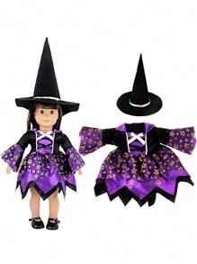 1 conjunto de atuendo de muñeca de Halloween, apto para muñecas bebé renacidas de 18 pulgadas, vestido con estampado de estrella/calabaza, accesorios para muñecas, calcetines para muñecas - conjunto de ropa de halloween - Ver 16