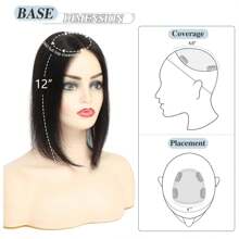 12inch Human Hair Toppers For Women Real Human Hair Topper Hair Pieces For Women Human Hair Toppers For Women With Thinning Hair Pieces For Thinning Hair Loss Cover - 自然色&黑色系 - 查看 2