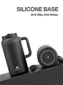 Cốc sứ 64oz có tay cầm, nắp 2 trong 1 tích hợp ống hút, giữ nhiệt 36 giờ, an toàn khi rửa bằng máy rửa chén, chống rò rỉ, đế chống trượt, bình nước giữ nhiệt bằng thép không gỉ, thích hợp cho gia đình, văn phòng và phòng tập gym (Xanh dương đậm) - màu đen - Xem 8