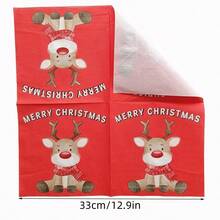 20 chiếc khăn ăn hình nai sừng tấm dễ thương cho Giáng sinh, khăn ăn vuông màu đỏ, dùng một lần cho tiệc, hình nai sừng tấm, hoàn hảo cho Giáng sinh - Nhiều màu - Xem 3