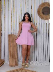 Women's Short Thin Strap Dress With Pocket Fashion Blogger - 淺粉色 - 查看 1