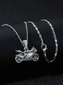 1 pieza Collar con colgante de motocicleta/coche deportivo de estilo clásico europeo y americano, de moda y único, con circonita, para hombres