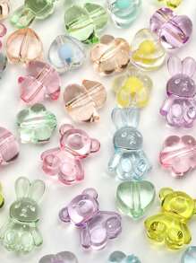 20pcs Acrylic Random Color Mixing Little Bear Duck Rabbit Loose Beads Cute Transparent Beads For DIY Bracelet Necklace Jewelry Making Handmade - Random Color Mixing MX - View 6