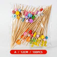 100 件圣诞水果/食物签，带雪花、驯鹿、圣诞老人、雪人形状的竹签，用于鸡尾酒、三明治和蛋糕的装饰 - 彩色 - 查看 9