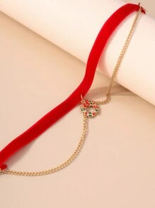 1 chiếc vòng cổ choker hình vòng hoa Giáng sinh, trang phục thời trang hàng ngày dành cho phụ nữ - Đỏ - Xem 7