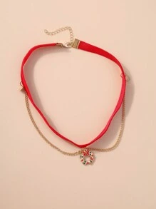 1 chiếc vòng cổ choker hình vòng hoa Giáng sinh, trang phục thời trang hàng ngày dành cho phụ nữ - Đỏ - Xem 4